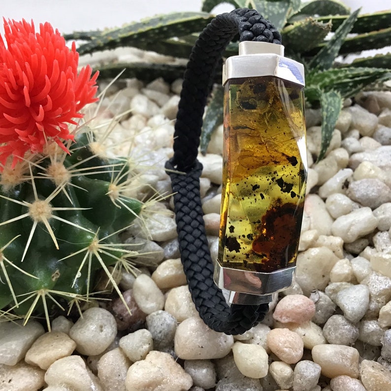 Handmade Amber Stone and Leather bracelet Mens Jewelry. Men/'s Bracelet