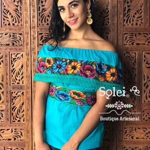Floral Campesino Blouse. Colorful Mexican Blouse. off the Shoulder ...