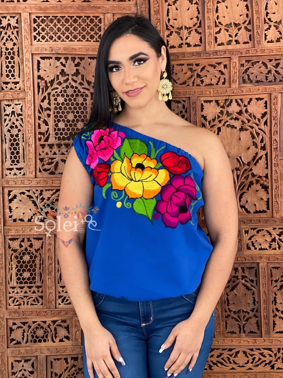 Blusa Floral de un Bordado Blusa Etsy México
