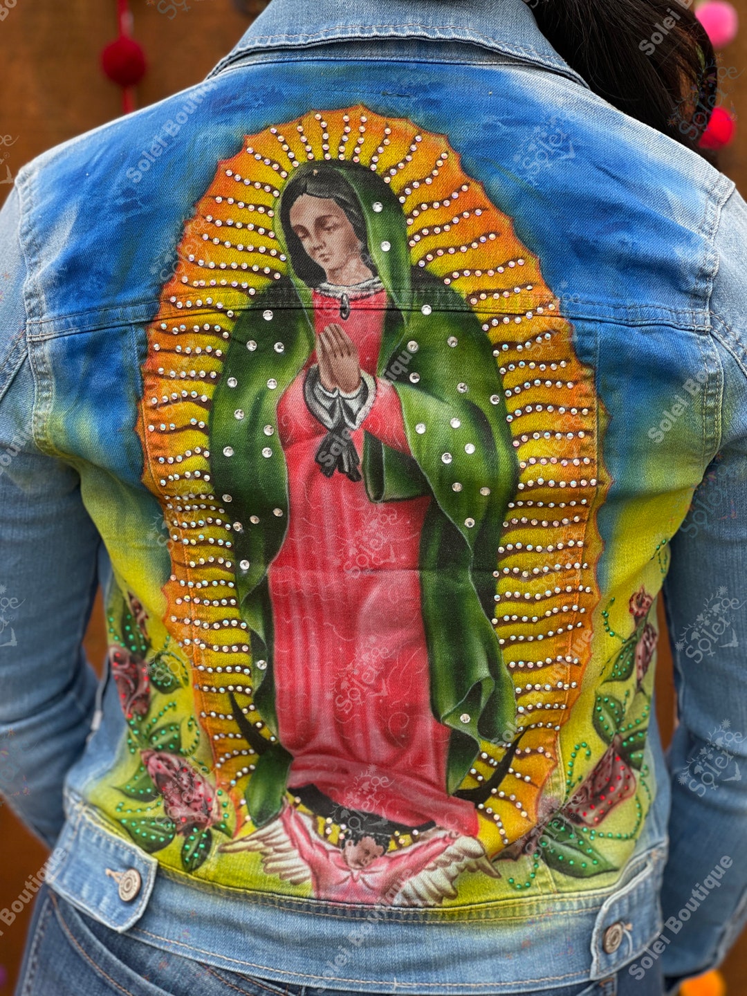 Denim Chamarras Pintadas A Mano Mezclilla Bordada Chamarra