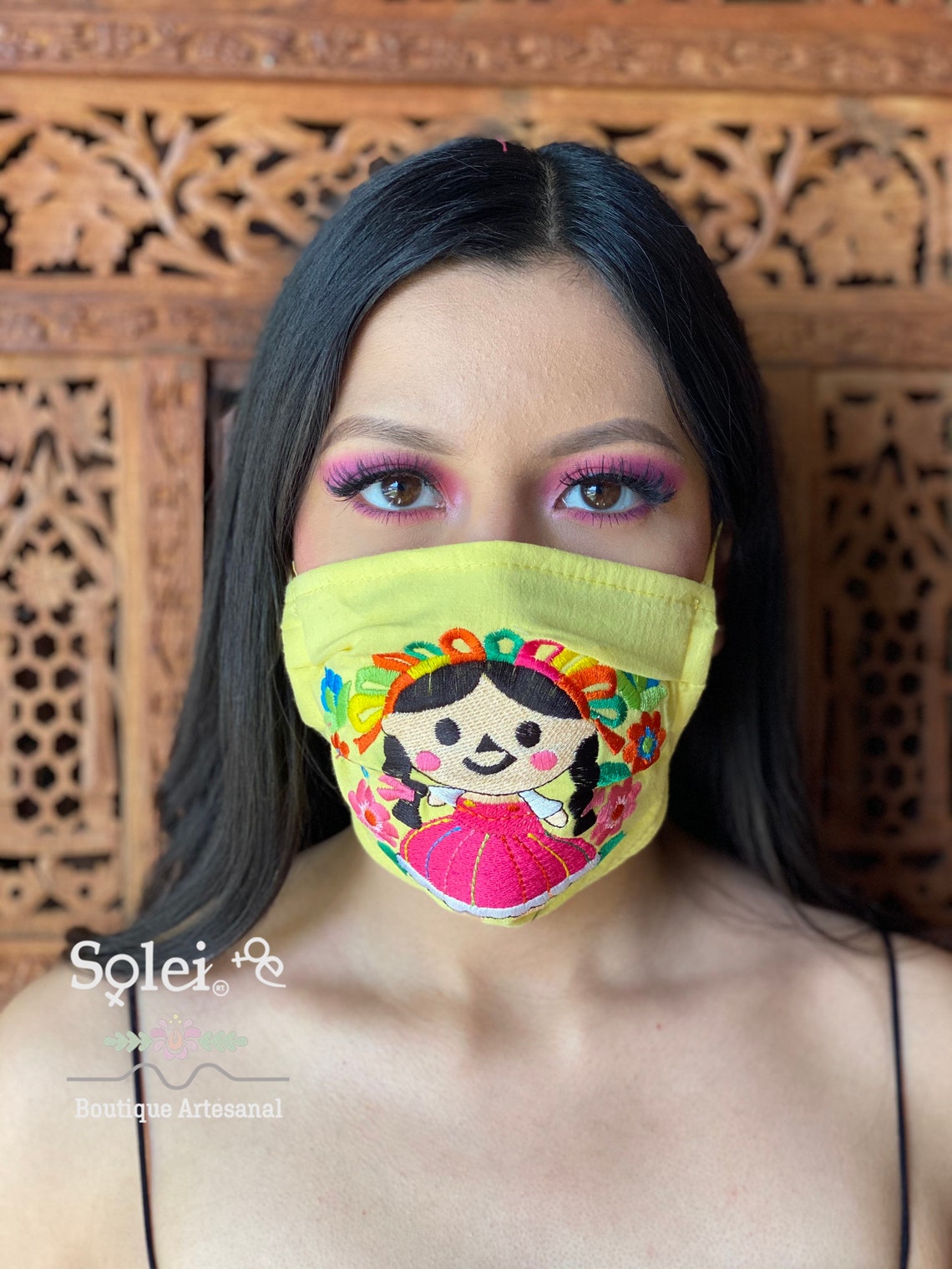 Embroidered Face Masks. Mexican Doll Face Mask. Reusable Face Etsy