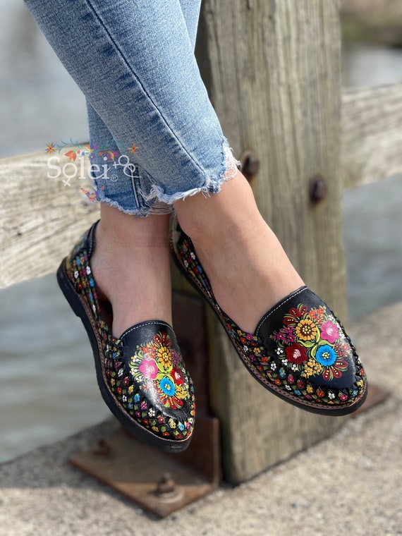 Painted leather sandals sale