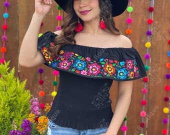 Mexican Floral Top. Size S - XL. Mexican Artisanal Top. Mexican Crop Top. Embroidered Top.