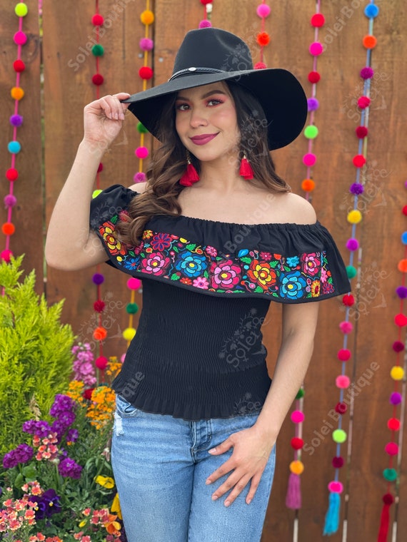 Blusa Crop Top Floral. de S a XL.Blusa Mexicana estilo Etsy México