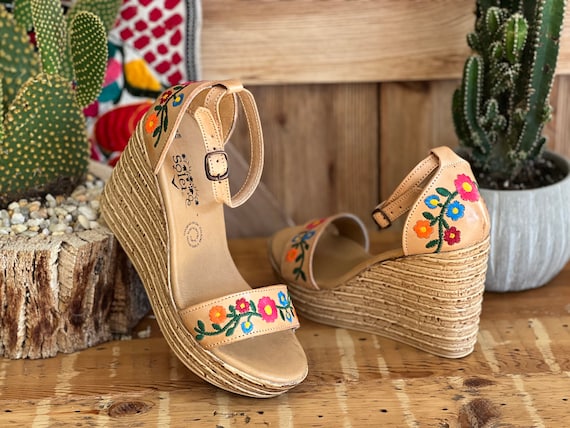 Mexican Wedge Sandal. All Size Boho-hippie Vintage. Mexican