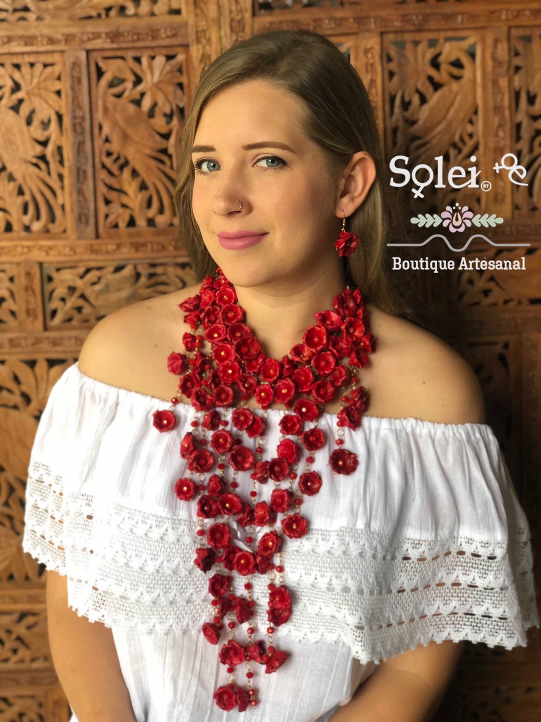 Mexican Jewelry Set. Necklace and Earings Made Out of Palm Branch. Etsy