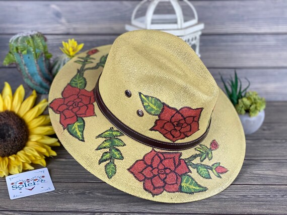 Hand-painted Floral Sombrero: Traditional Mexican Jute Hat  display picture 2