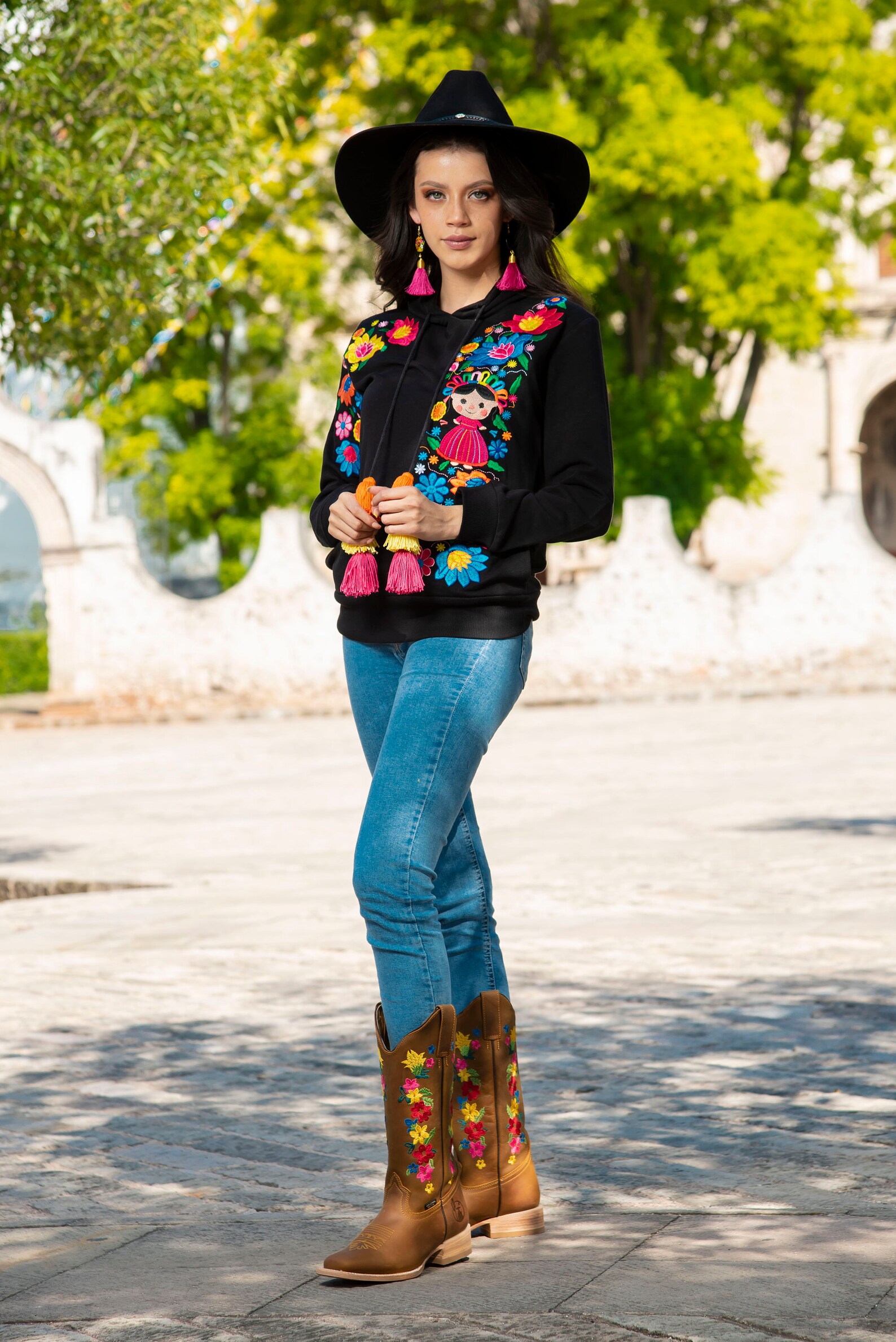 Women's Mexican Boot. Handmade Leather Floral Embroidered Etsy