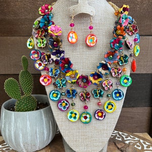 Artisanal Set Earrings-Necklace Palm Multicolor 603237 main image 0