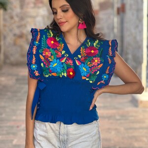 Floral Butterfly Sleeve Crop Top. Mexican Embroidered Floral - Etsy