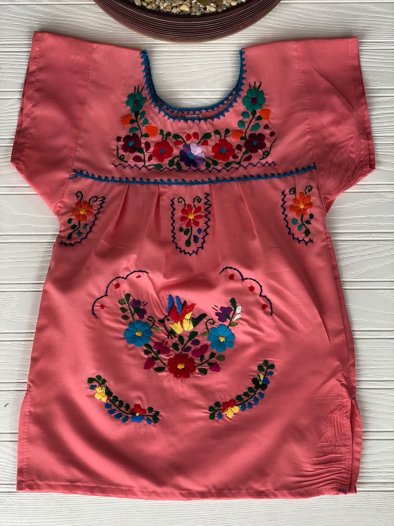 Hand Embroidered Dress Girl\u2019s Mexican Dress Kids Traditional Dress.
