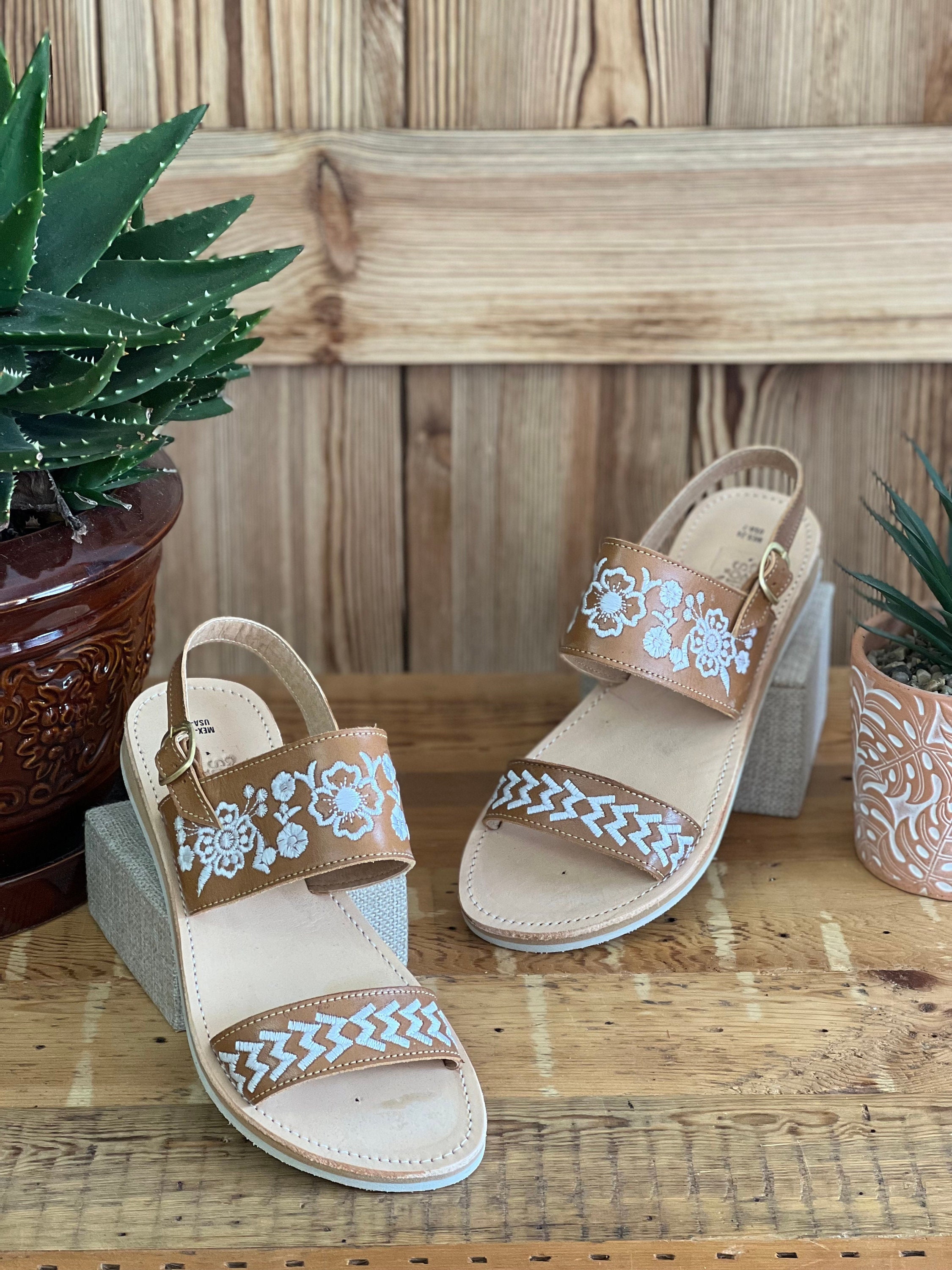 サンダル・ミュール Leather Sandals Insole Embroidery Amazon.com: COLORES DE MEXICO MX - Mexican Leather Sandals