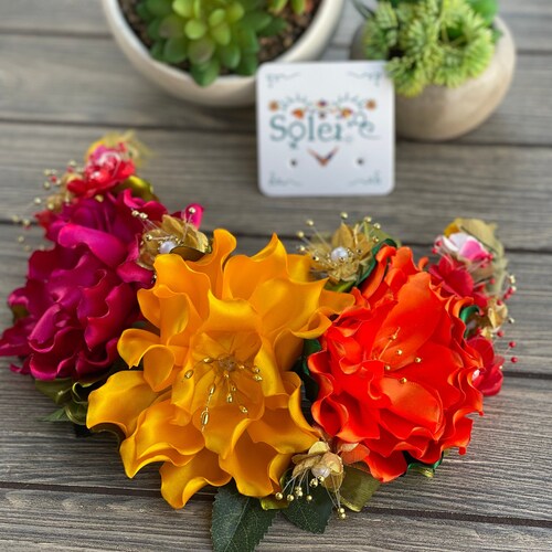 Coiffe florale mexicaine faite main - Accessoire Folklorico Quinceañera