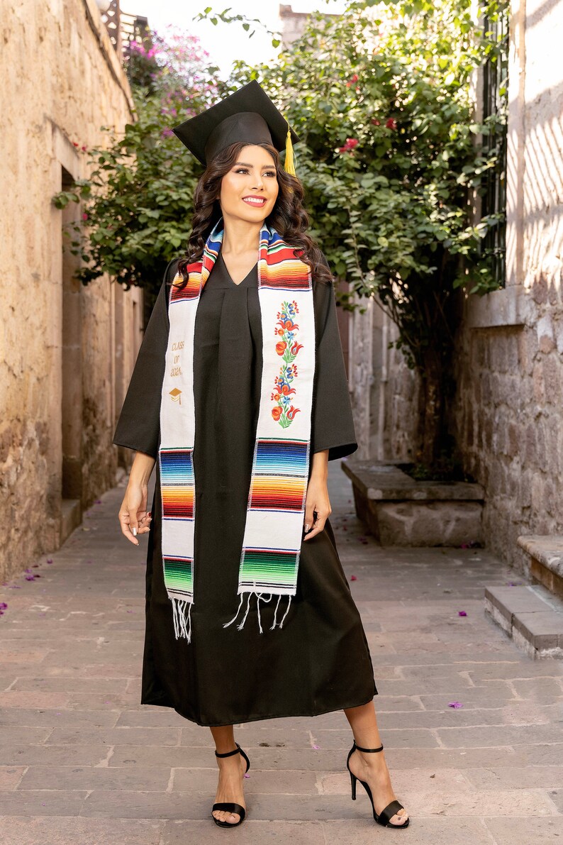 2024 Mexican Graduation Stole Sash. Mexican Serape Stole. Mexican Graduation. Multicolor Graduation Stole. Mexican Themed Graduation Stole. image 10