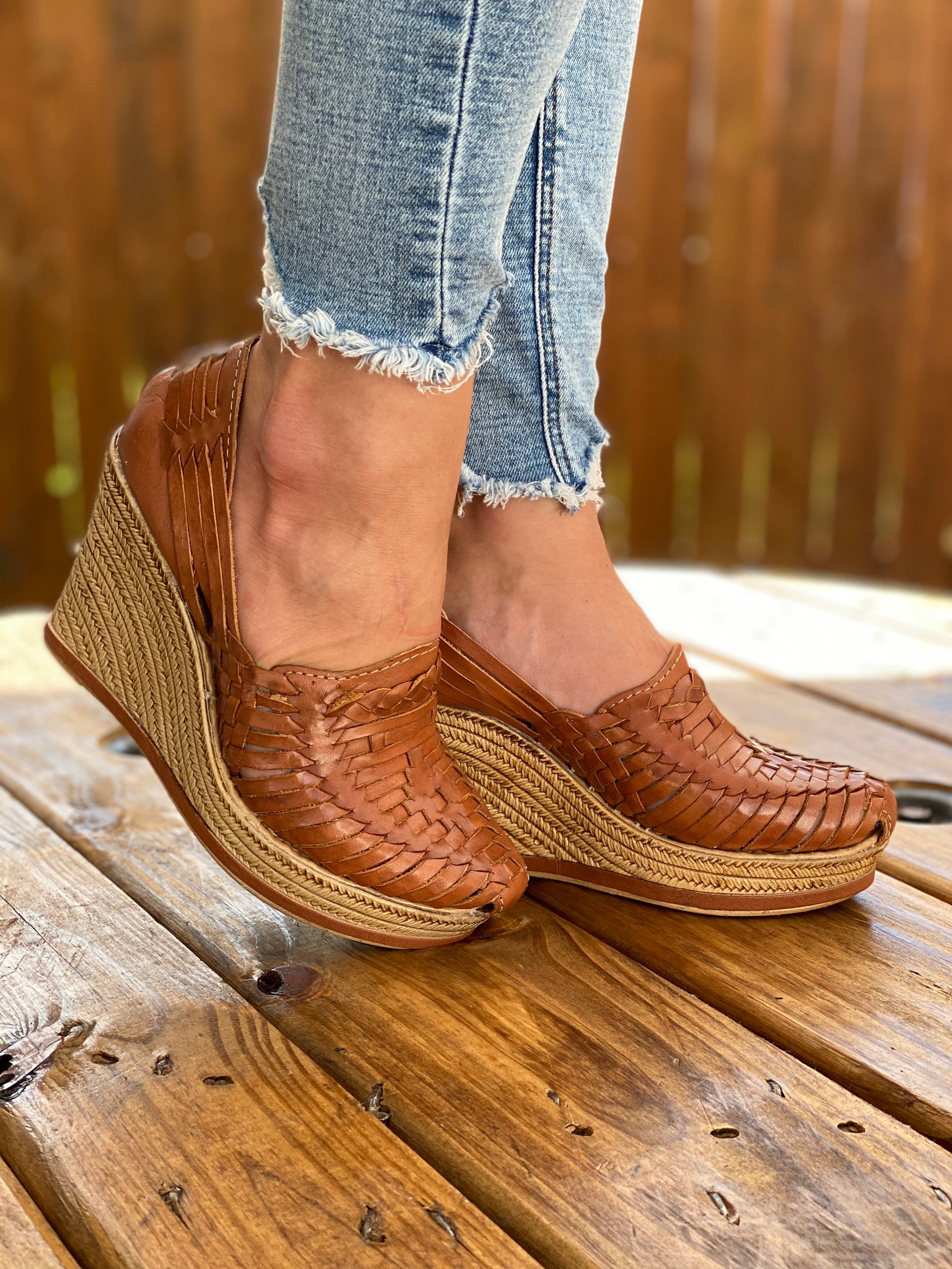 Mexican Leather Wedge Heels. All Sizes Boho-hippie Vintage. Mexican  Artisanal Shoes. Mexican Leather Heels. Leather Heels With Buckle. -   Hong Kong