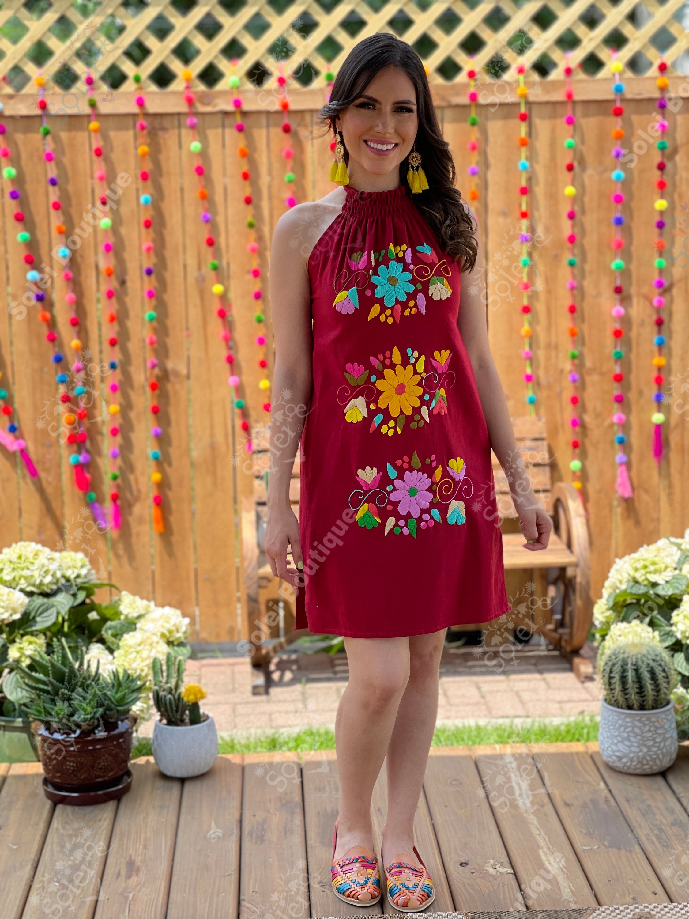 Floral Halter Dress. Hand Embroidered Dress. Artisanal Mexican Dress.  Bridesmaid Dress. Floral Embroidered Dress. Mexican Wedding -  Ireland