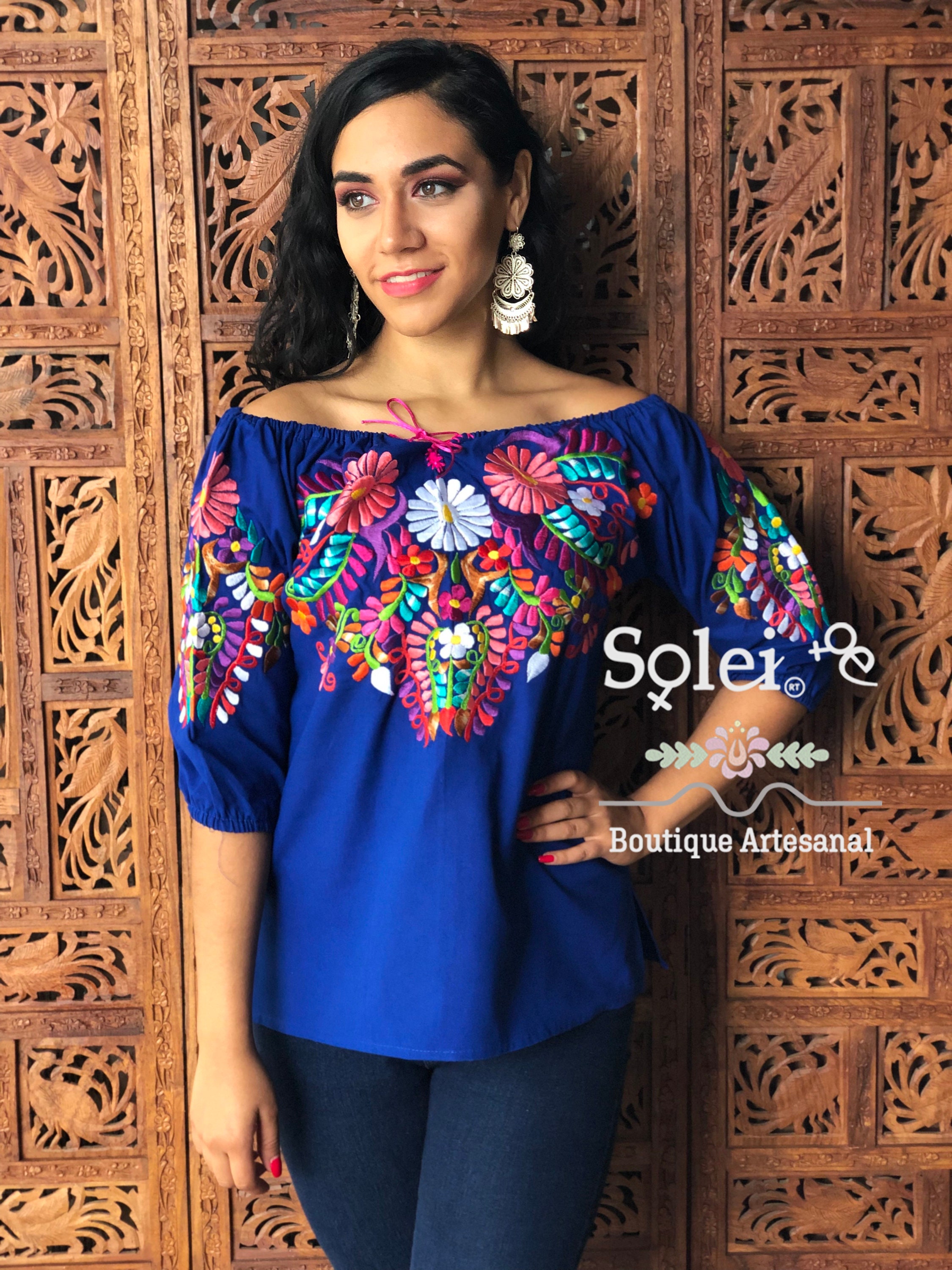 Front Tie Floral Embroidered Blouse. off the Shoulder Blouse. - Etsy