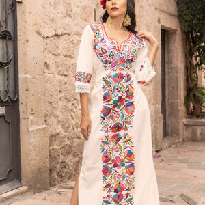 Mexican Embroidered Maxi Dress. Size S - 3X. Wedding Style. Traditional ...
