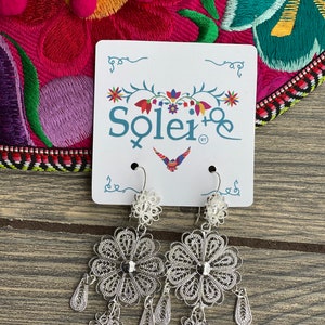 Mexicans Filigree Earrings. Gold Plated Filigree. Frida Khalo Earrings. Womens Flower Earrings. Dangle Earrings. Traditional Earrings. zdjęcie 7