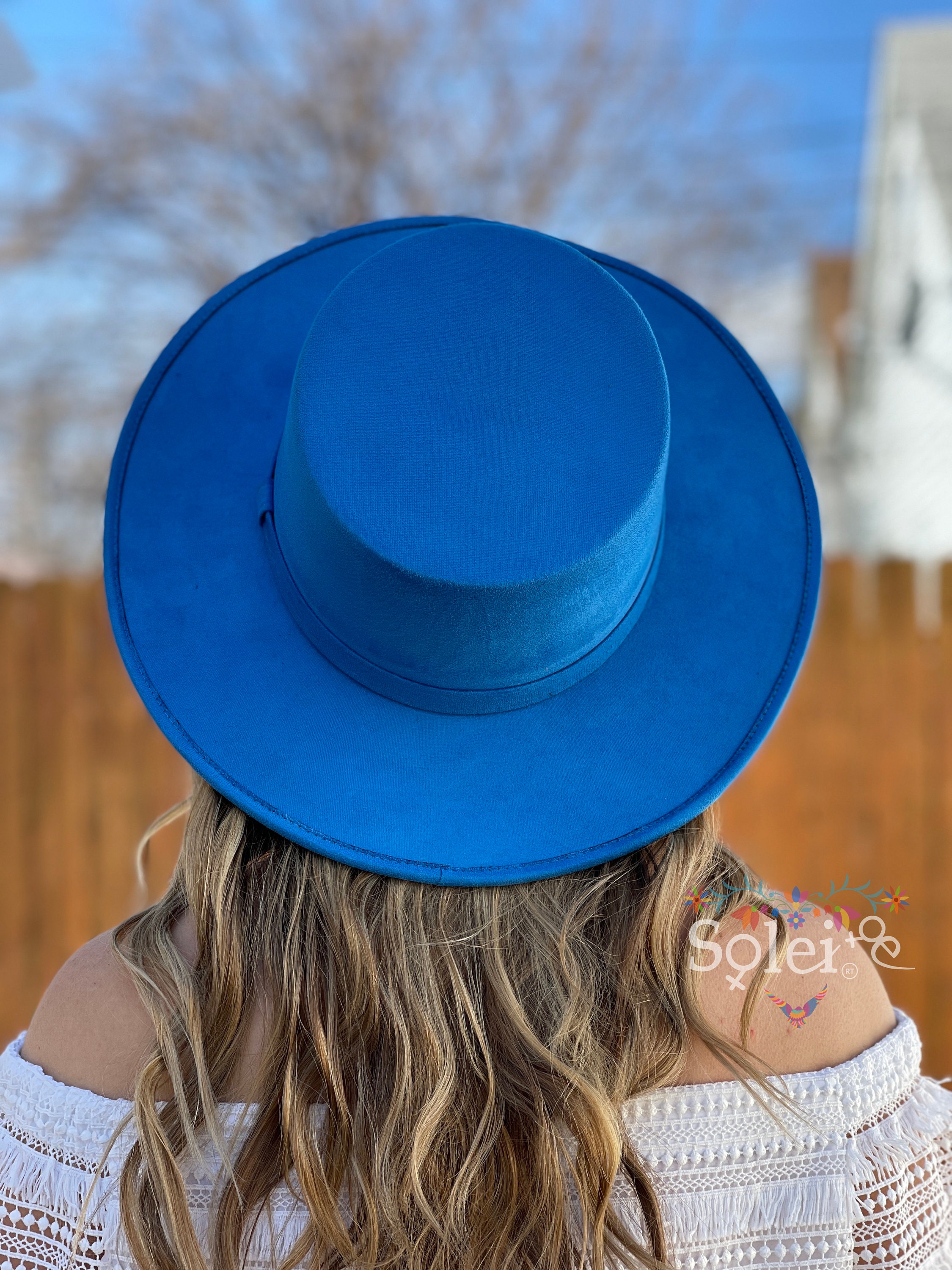 BEAUTIFUL BLUE SUEDE EMBROIDERED MEXICAN HAT Mexican Suede Hat - Etsy main image 2