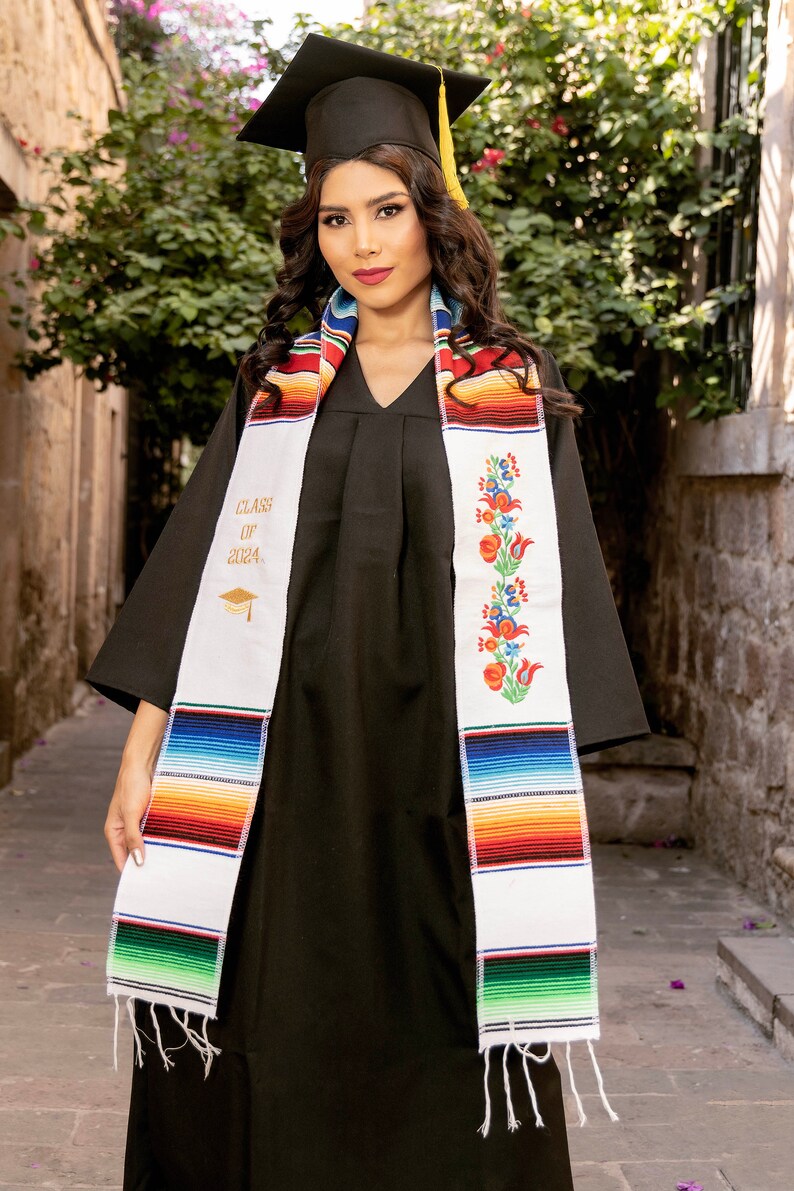 2024 Mexican Graduation Stole Sash. Mexican Serape Stole. Mexican Graduation. Multicolor Graduation Stole. Mexican Themed Graduation Stole. Blanco