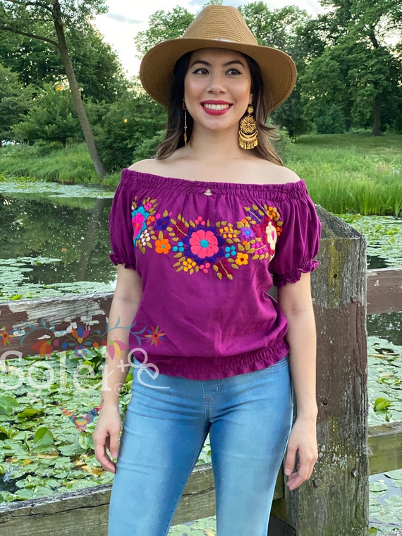 Floral Crop Top. Mexican Floral Top. Beautiful off the | Etsy