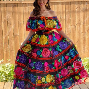 Traditional Mexican Chiapaneco Dress. Traditional Embroidered Dress ...