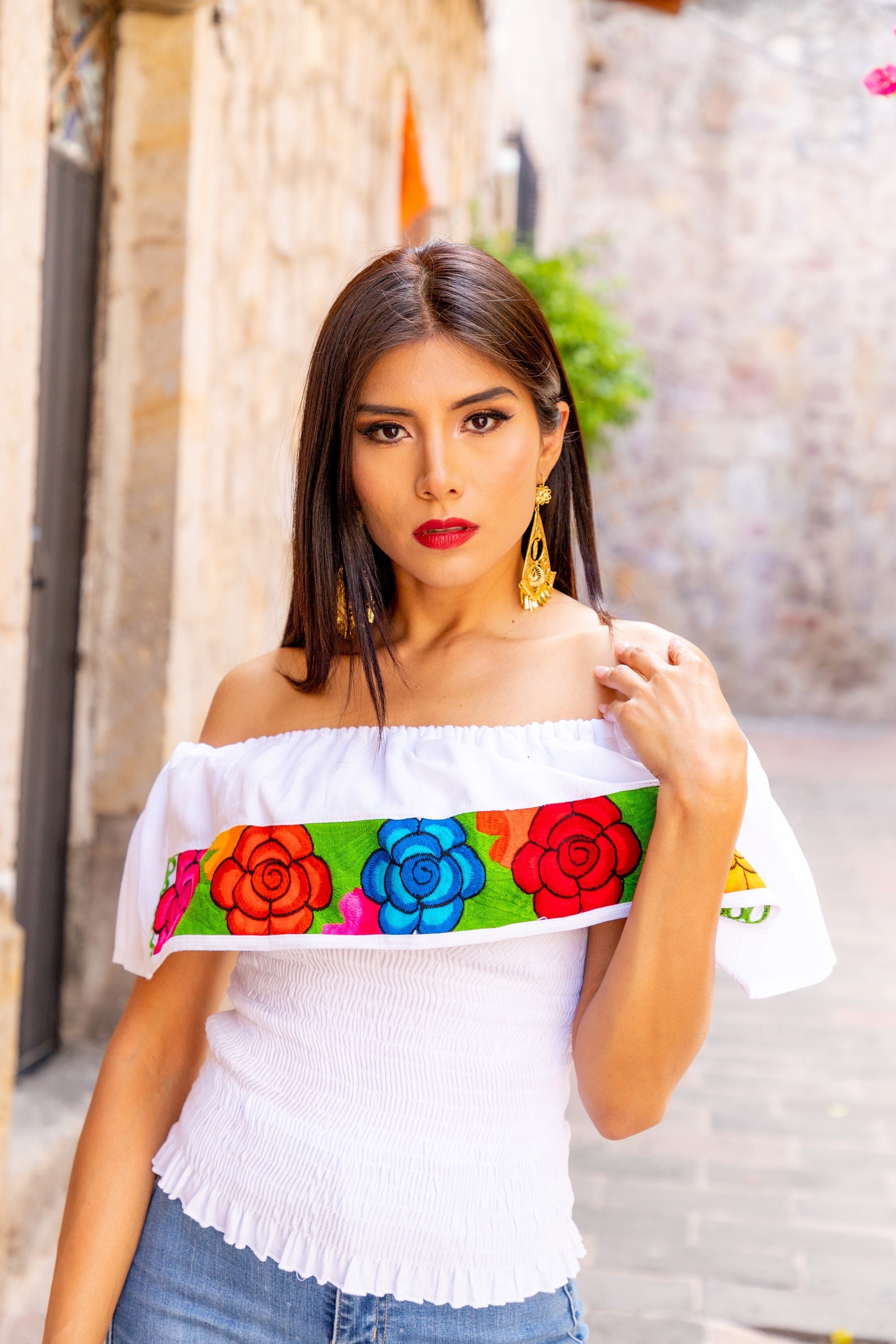 Crop top estilo campesino hotsell