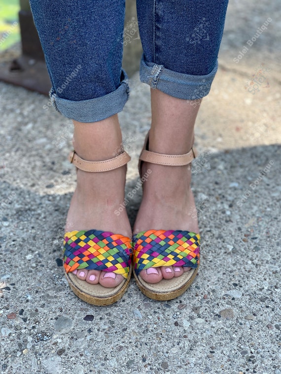 Buy Mexican Wedge Sandal. Mexican Leather Sandal. Multicolor Artisanal Heels. Cute Summer Sandal. Open Toe Heels. Colorful Wedge Heels. Online in India Etsy