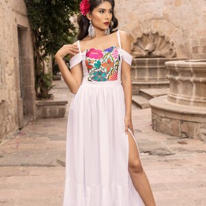 Mexican off Shoulder Dress. S - 2X Floral Embroidered. Wedding Style ...