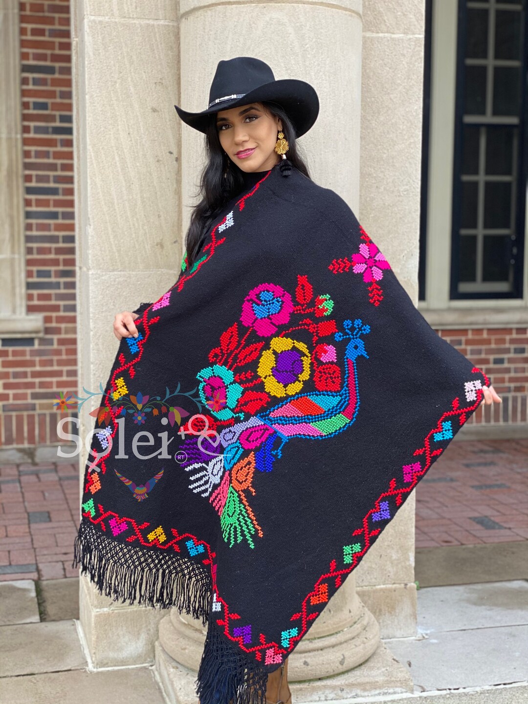 Hand Embroidered Mexican Shawl. Floral Embroidered Mexican - Etsy