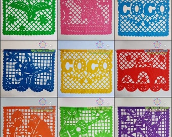 Coco Party Decorations. Colorful Plastic Banners. Coco Themed Party. Mexican Party Banners. 57 Feet Coco Papel Picado. Free Shipping.