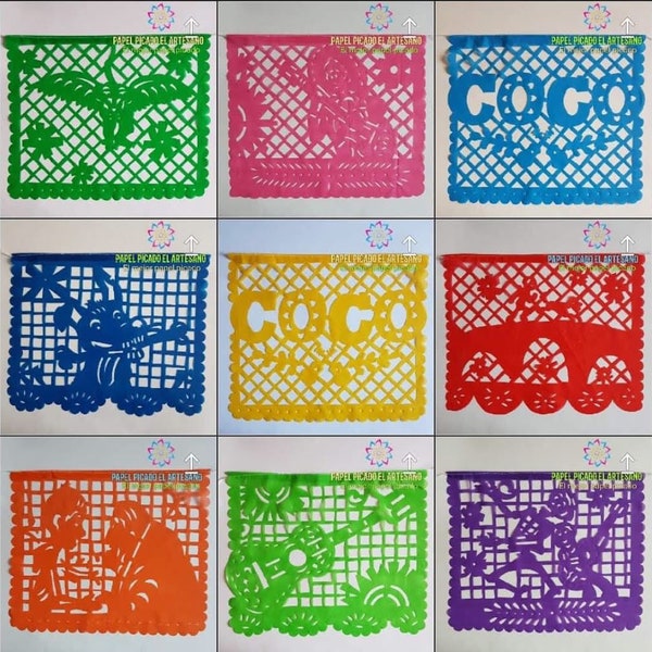 Coco Party Decorations. Colorful Plastic Banners. Coco Themed Party. Mexican Party Banners. 57 Feet Coco Papel Picado. Free Shipping.