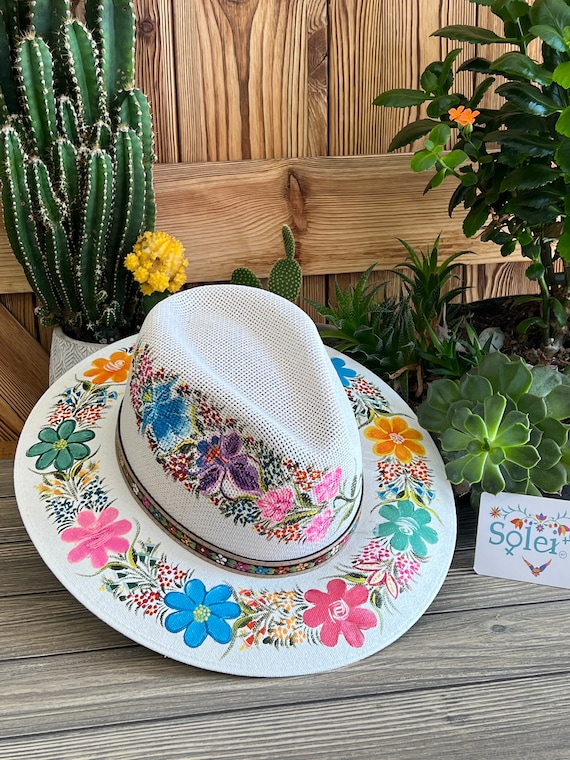 Floral Sun Hat hand painted from Mexico originally paid $220 il_fullxfull.3691581205_8rz2.jpg main image 4