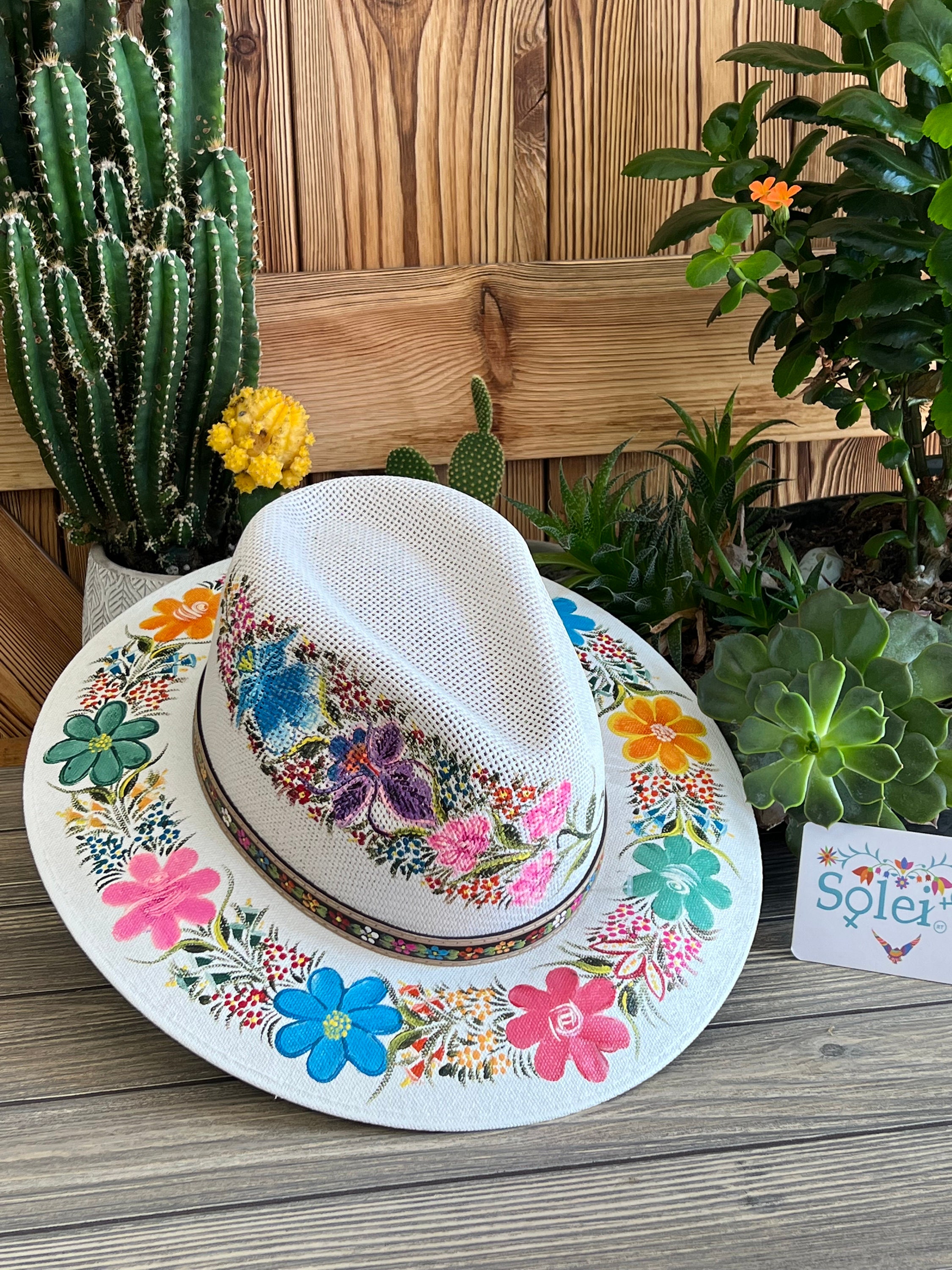 Hand-painted Floral Mexican Sombrero, Jute Sun Hat - Etsy