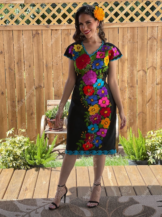 Mexican floral sale embroidered dress