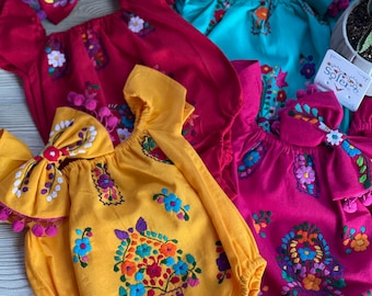 Mexican Traditional Baby Bodysuit. Floral Hand Embroidered Bodysuit. Authentic Mexican Baby Clothes.Mexican Baby Newborn Shoot.