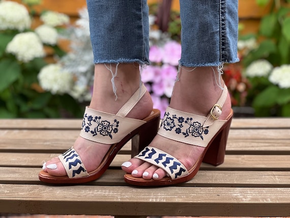 Boho Floral Pink Wedge Sandals