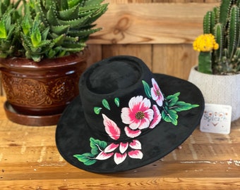 Gorgeous suede embroiled flowers Hat, Mexico made. Medium size il_1080xN.3689957485_7r1c.jpg main image 3