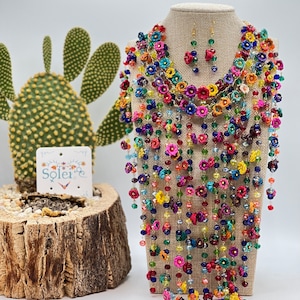 Artisanal Set Earrings-Necklace Palm Multicolor 602377 main image 1