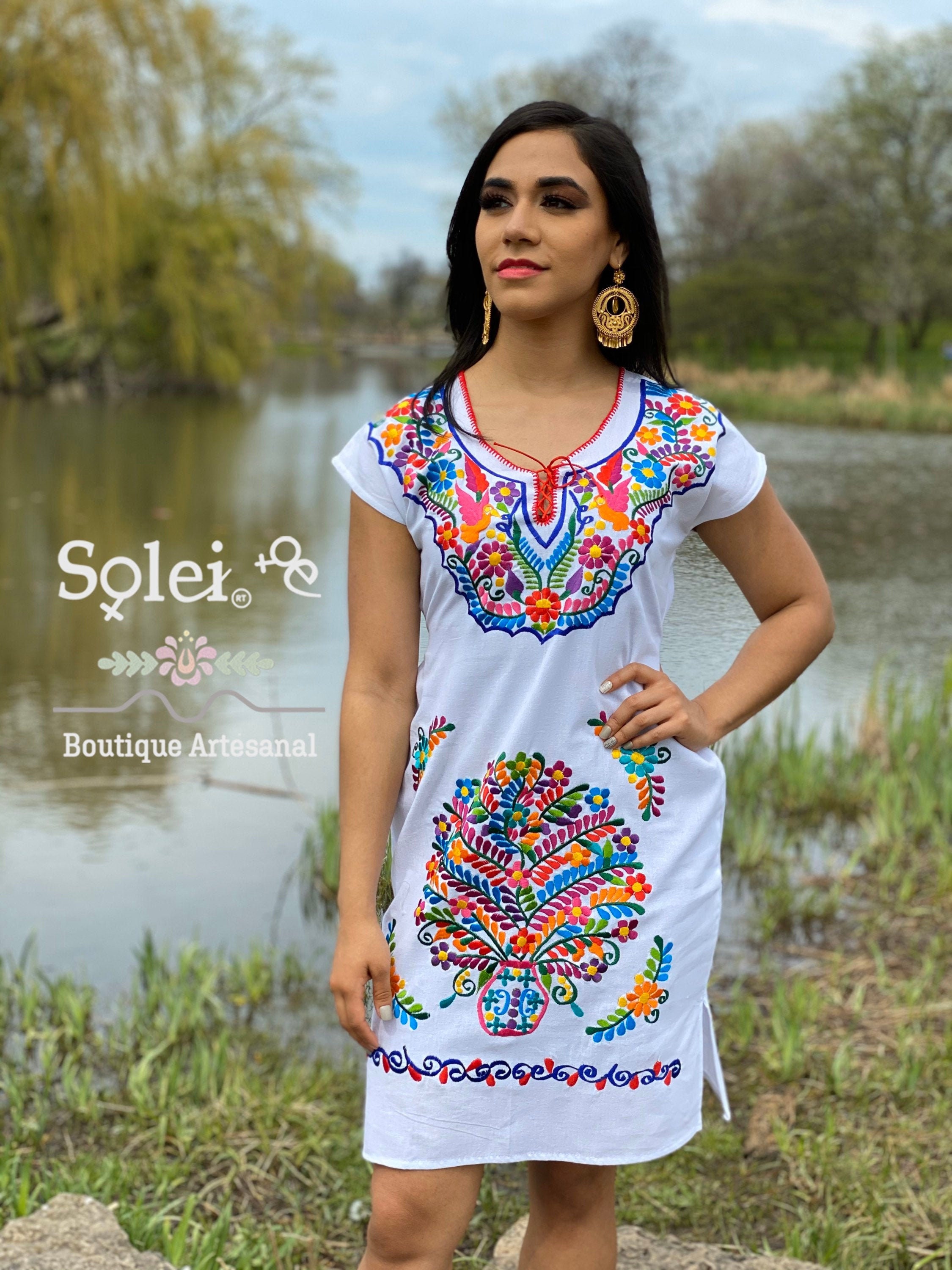 white floral mexican dress