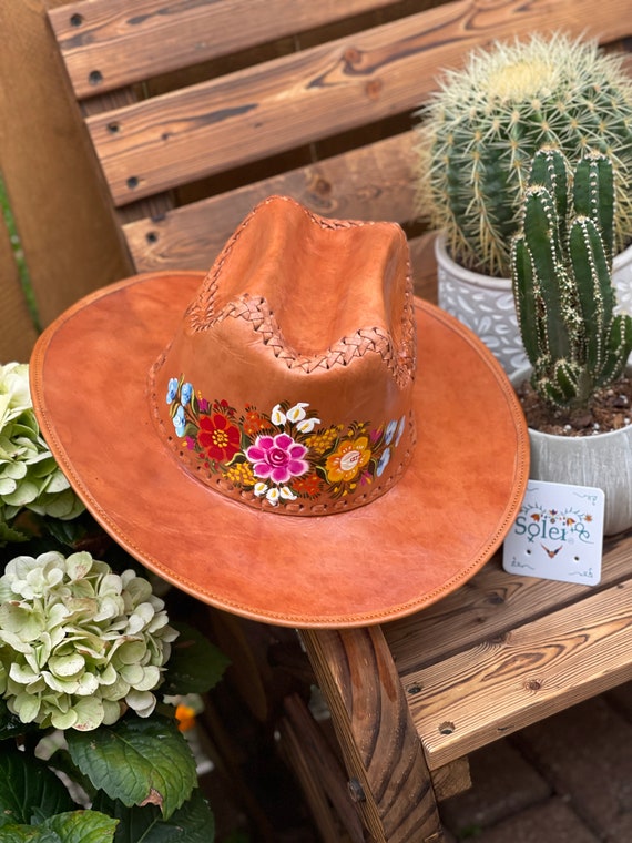 Mexican leather on sale hat