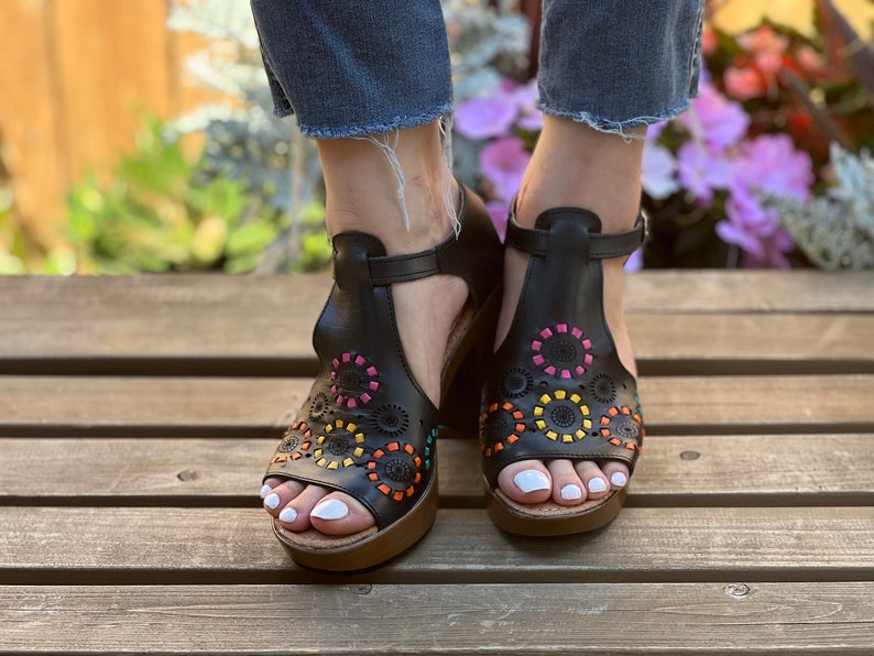 Mexican Heel Sandal. All Size Boho Hippie Vintage Heels. - Etsy