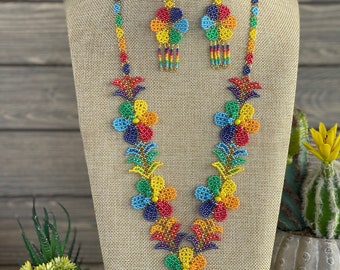 Beaded Artisanal Necklace. Floral Mexican Necklace Beaded Artisanal Necklace. Floral Mexican Necklace