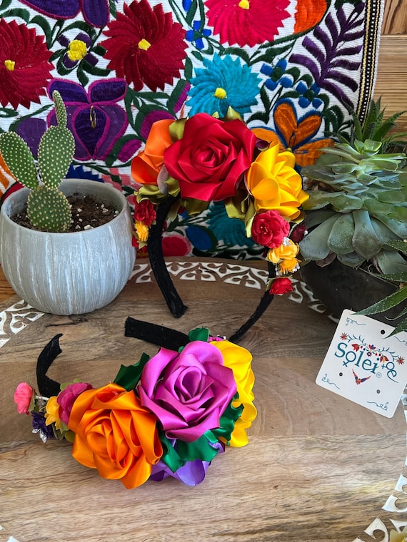 Diadema Mexicana Floral. Diadema Artesanal Mexicana. Diadema Mexicana Para Pelo. Diadema para Quinceanera. Estilo Latina. Moda Mexicana. Etsy Mexico