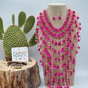 Artisanal Set Earrings-Necklace Palm Multicolor 602378