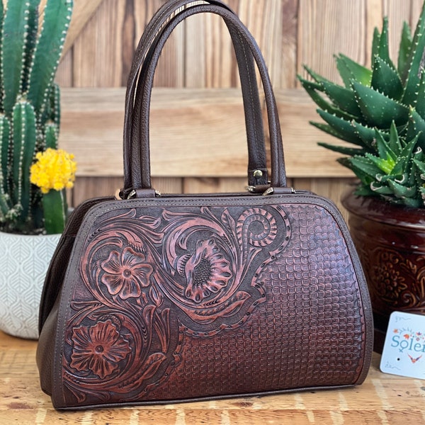 Genuine Mexican Leather Purse. Die Cut Leather Purse. Authentic  Leather Purse. Artisanal Over the Shoulder Bag. Traditional Mexican Bag.