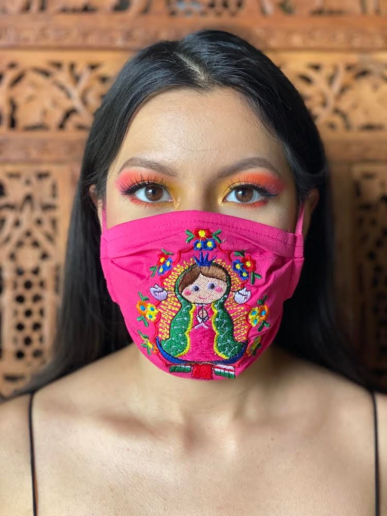 Embroidered Face Masks. Mexican Virgin Mary Face Mask. Etsy