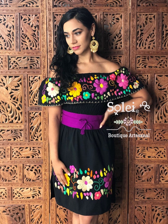 Vestido Mexicano Campesino. Vestido Mexicano Artesanal. | Etsy México