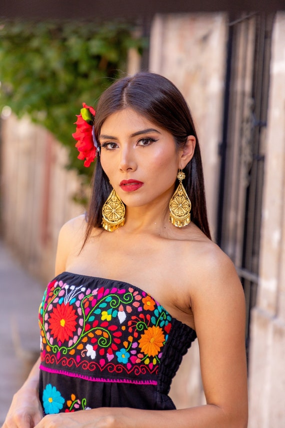 Gold Plated Mexican Earrings. Traditional Filigree Earrings